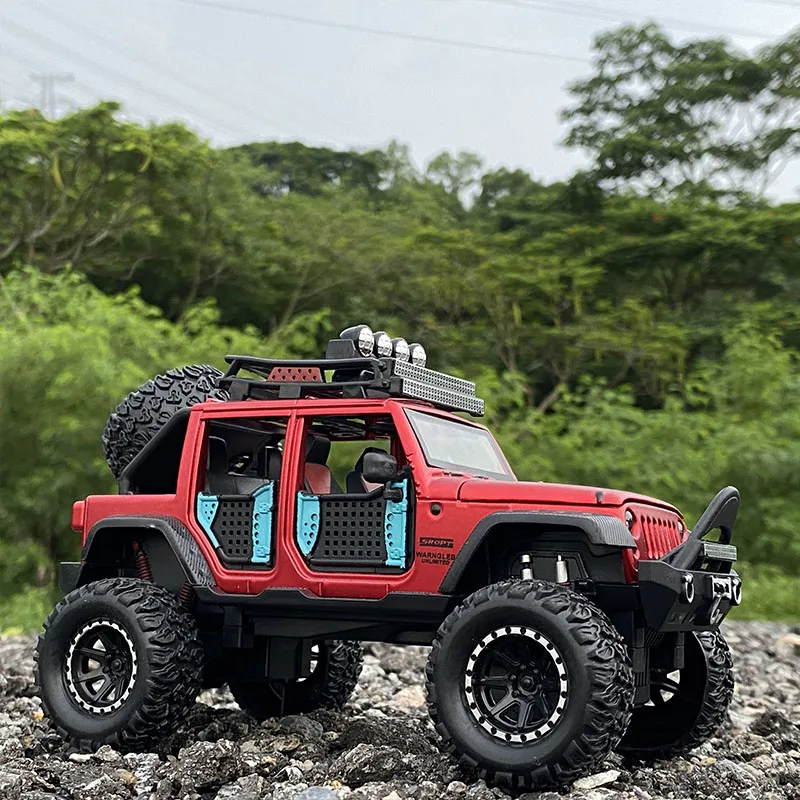 1:24 Jeeps Wrangler Big Tyre Refit Pickup Off-road Vehicle Alloy Model Diecast Metal Toy Car Model Collection Childrens Toy Gift