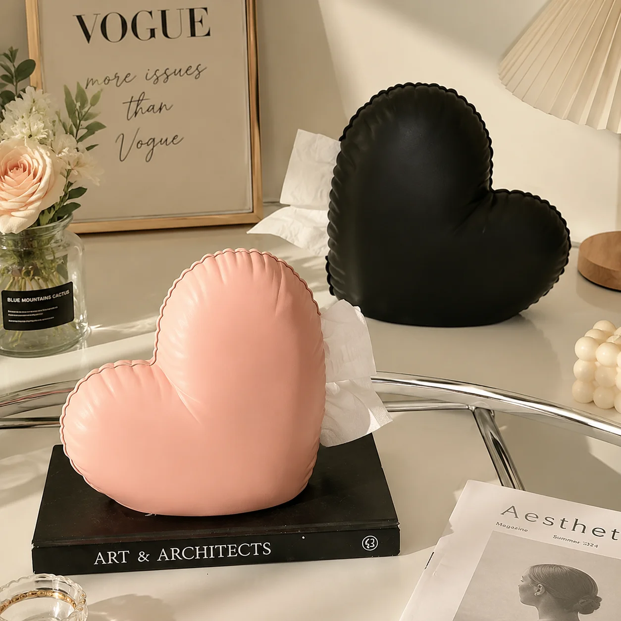 Heart Shape Tissue Box Paper Dispenser Napkin Holder Living Room Table Desktop Storage Container Home Decor Light Luxury