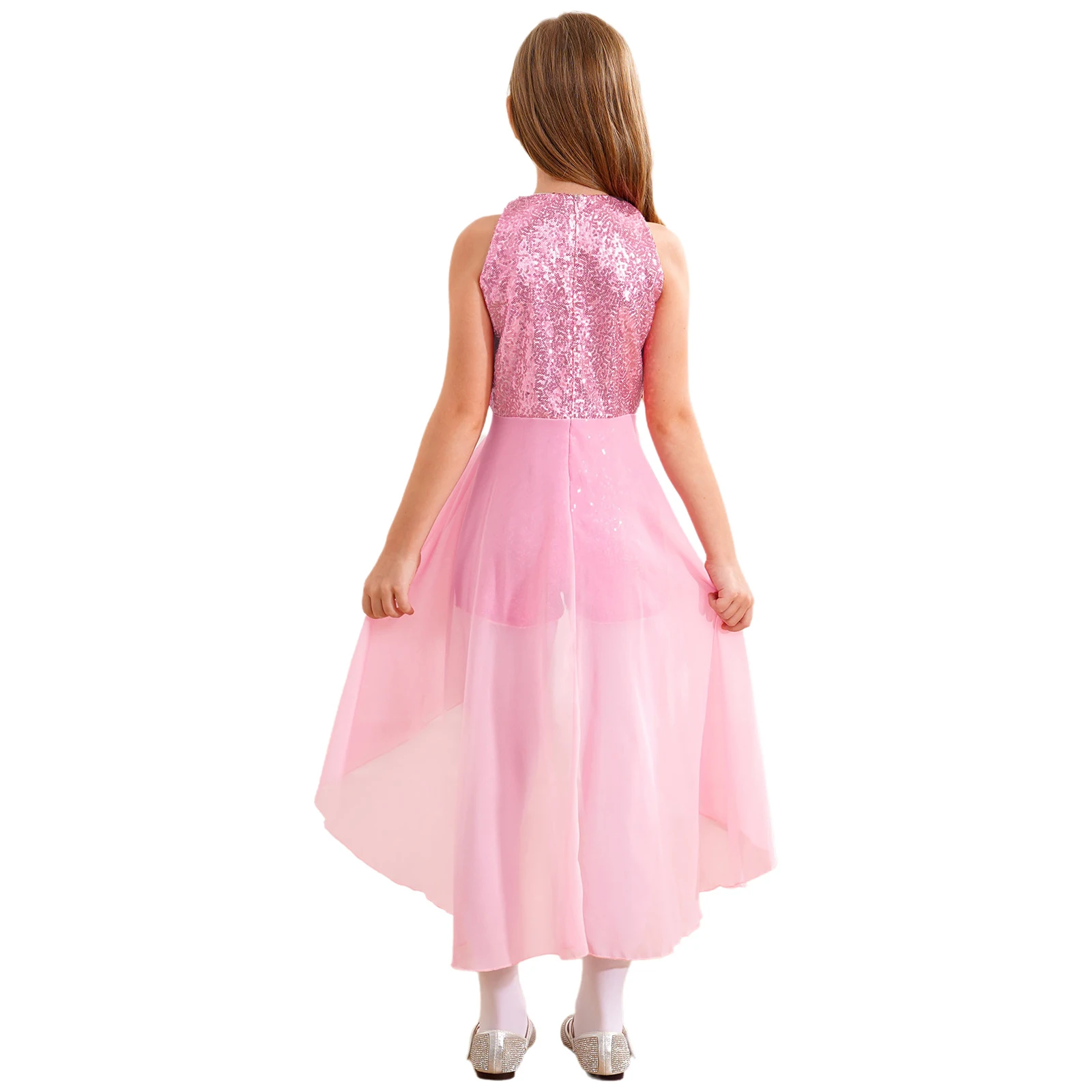 Kids Flower Girls Party Dress Sequins Sleeveless Chiffon Split Skirt Jumpsuit for Birthday Wedding Evening Prom Ball Dancing image 3