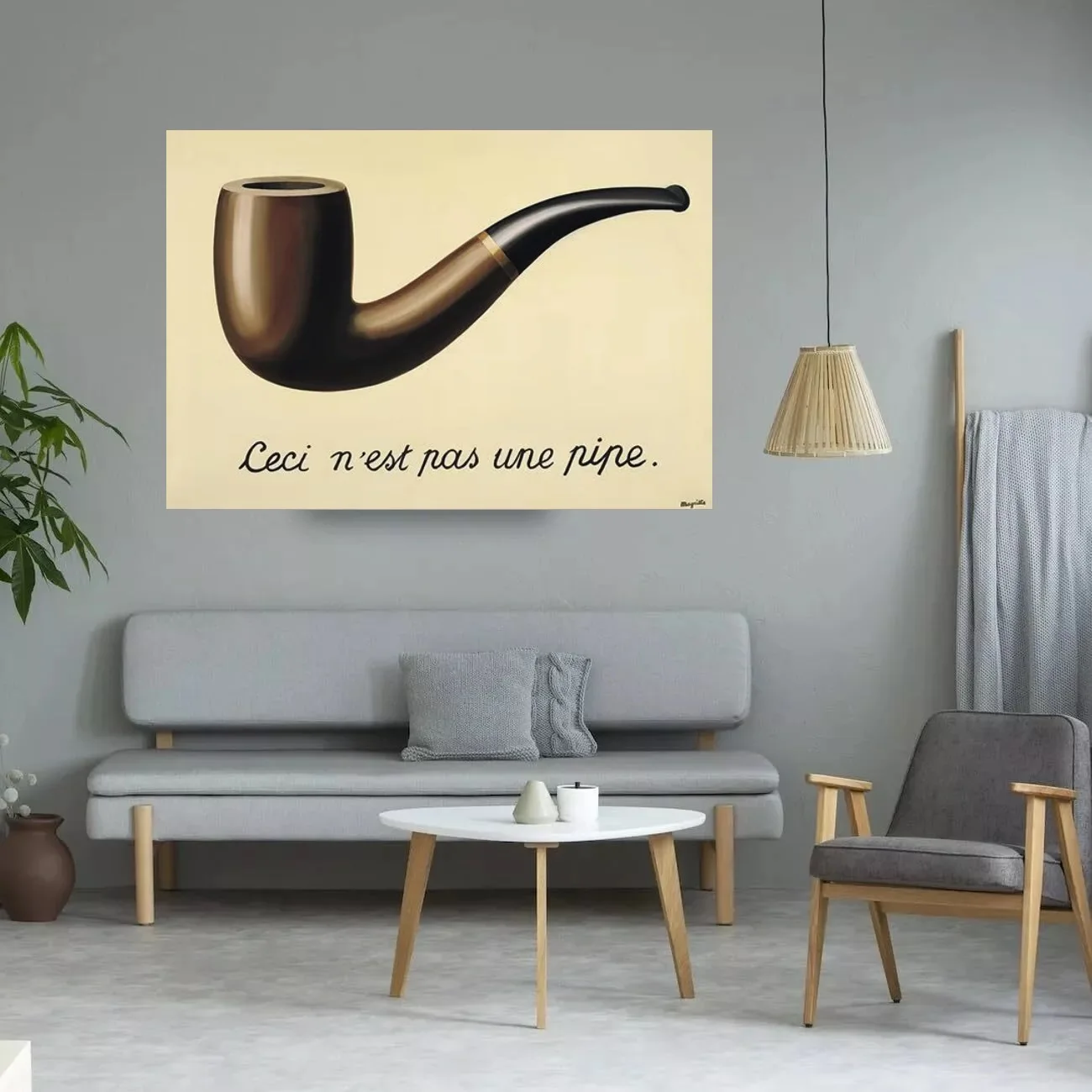 Rene Magritte Famous Painting This Is Not A Pipe, Art Film Print Silk Poster, for Your Home Wall Decor