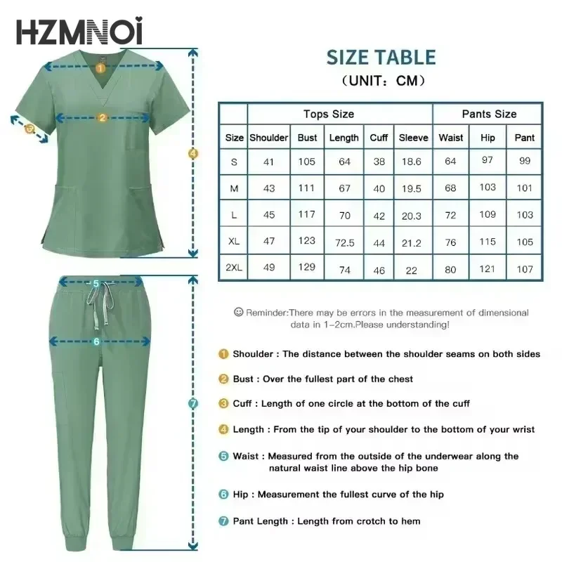 Krankenschwester Uniformen Frau Kurzarm V-ausschnitt Top Scrubs Jogger Hosen Medizinische Peelings Set Frauen Sommer Casual Uniformes Clinicos Mujer