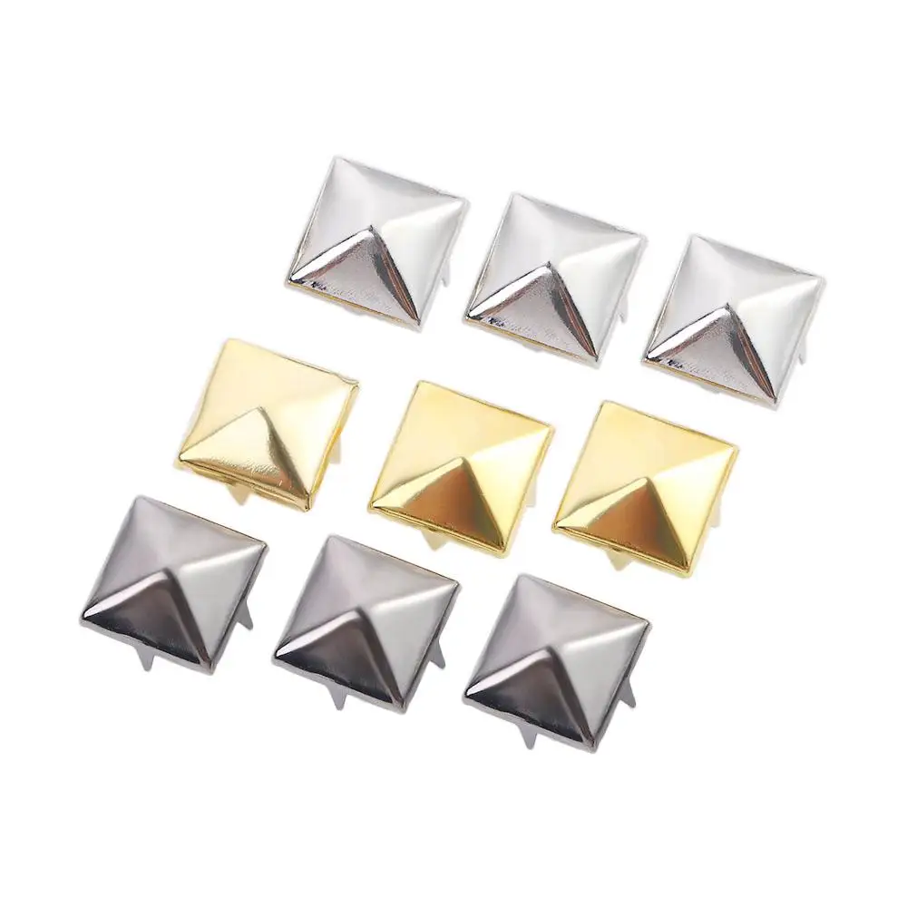 

100 pcs/pack Quality Metal Releasable Silver Spikes Spots Nailhead DIY Studs Garment Supplies Square Rivets Sewing Decor