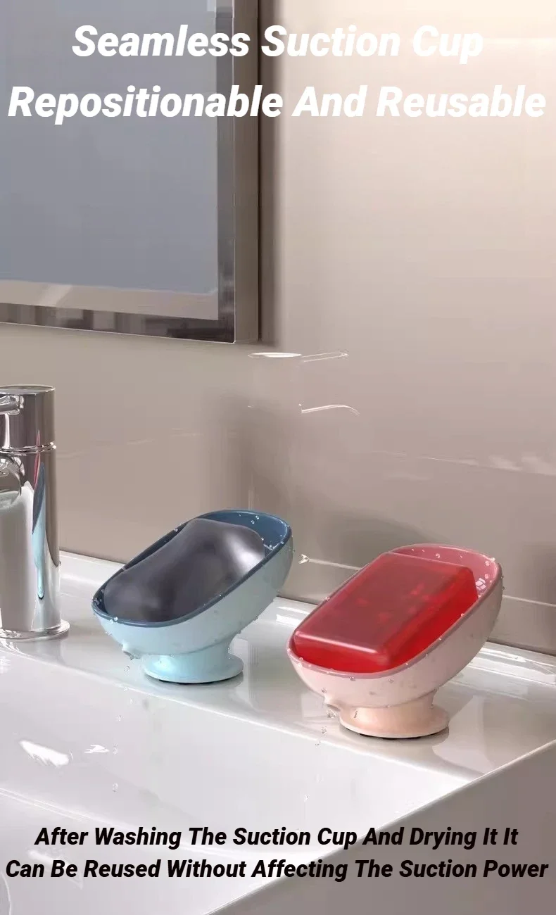 Selbstentleerender Seifenhalter mit Super-Saugnapf, tragbarer Aufbewahrungsbehälter für Badezimmer, Küche, Schwammzubehör und -bedarf. – Detail 4