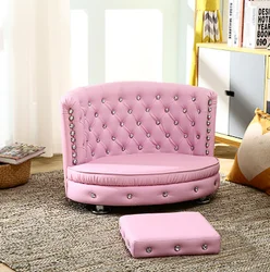 Ready to ship multi-colors luxury pet bed leather dog bed princess style cat sofa bed with diamond