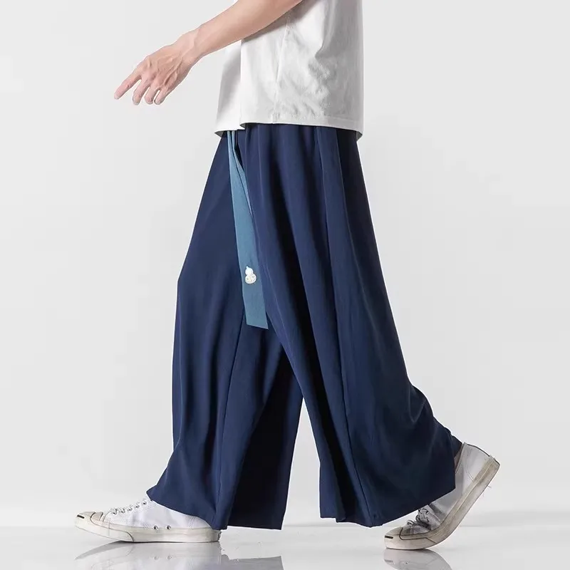 Loose Straight Leg Trousers Wide Leg Long Pants Summer Casual Skirt Pants Men's Clothing Breathable Comfortable Lightweight
