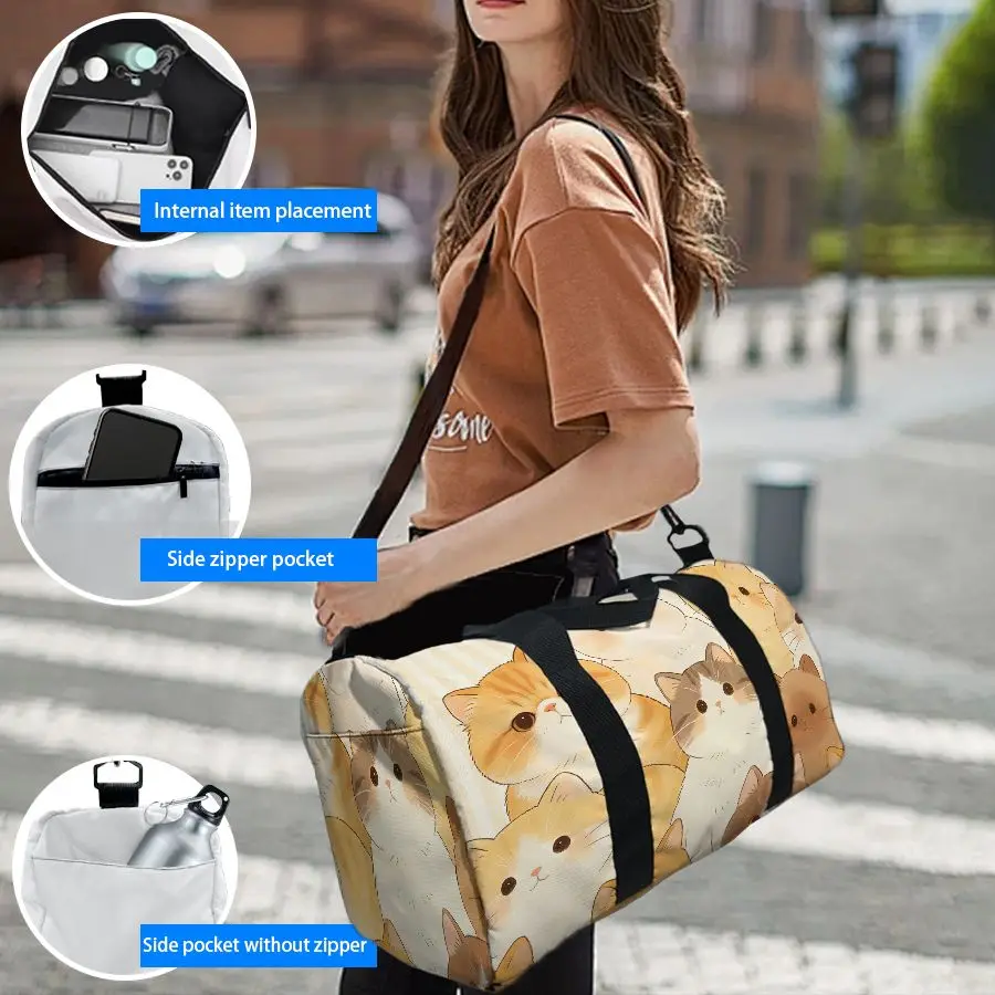 

Cartoon cat pattern Tote Bag, Luggage Bag, Gym Bag, Shoulder Bag, High-Quality, Large Capacity, Fashionable Gift, Casual Travel