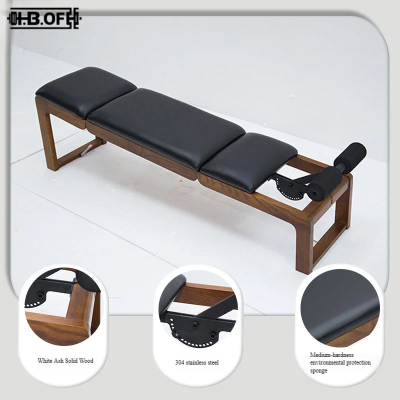 Pilates Multifunctional Folding Chair Indoor Private Training Equipment, White Wax Wood Abdominal Muscle Board view 2