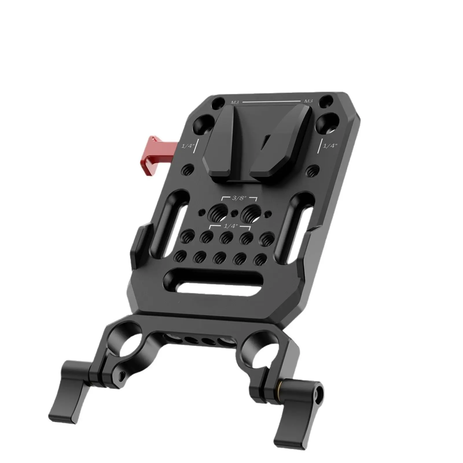 V Mount Battery Plate with Dual 15mm Rod Clamps, 1/4