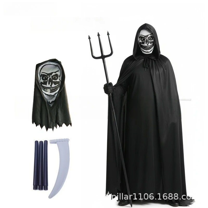 

Плащ на Хэллоуин, черный плащ смерти, костюм черепа, плащ вампира, карнавальный костюм