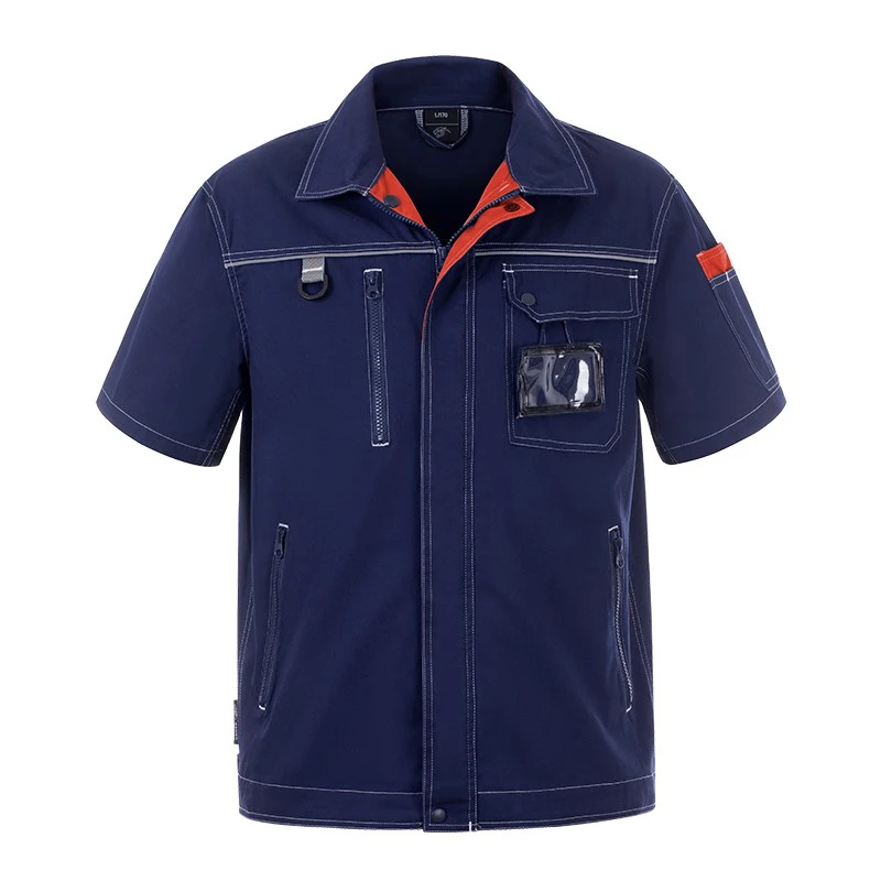 Imagem -04 - Roupa de Trabalho Terno de Soldagem Fina Verão Wear-resistant Uniforme Durável Manga Curta Trabalho Topos Multi Bolso Calças de Carga