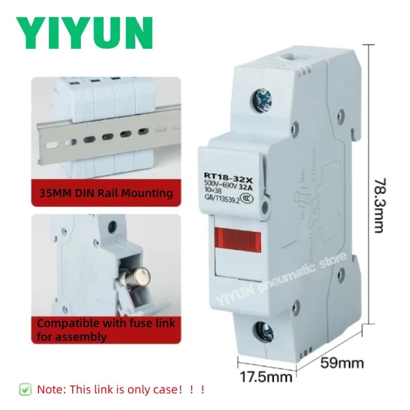 1PC RT18-63X RT18-32X 1P 2P 3P 4P 32A 63A Fuse Holder Base Shell Only For 10x38mm 10*38 500V-690V Iron / Copper Terminal