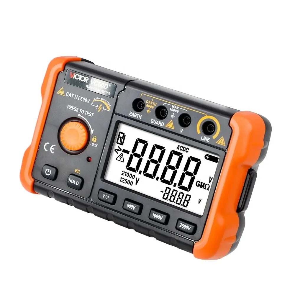 Picture 5: 60D+ High Voltage 2500V Insulation Tester Resistance Testers 1000V 2500V 50GΩ