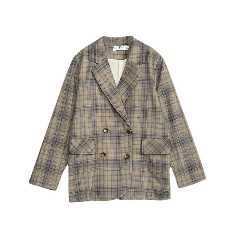 2024 New Arrival Oversize Plaid Blazer for Women, Plus Size Ladies\' Loose Jacket