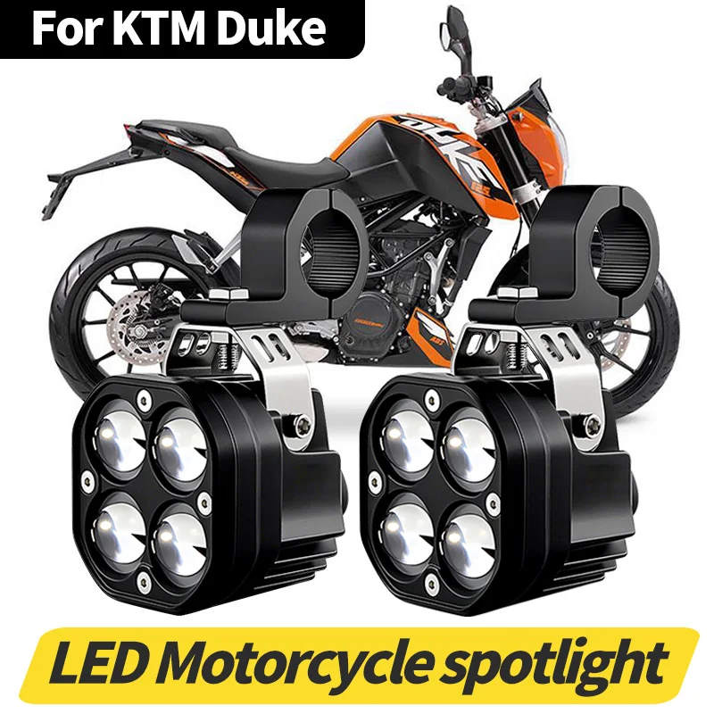 

1 комплект, 80 Вт, фары для мотоциклов, желтый/белый светодиодный мерцающий светильник, 12-36 В постоянного тока, индикаторы прожектора для вождения, Hi/Lo Light для KTM Duke 125