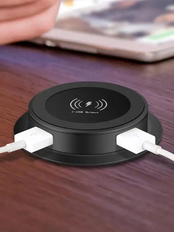 Under Desk Wireless Charger Multifunctional 3in1 Fast Wireless Charger USB Desktop Embedded Wireless Charger For Smartphone