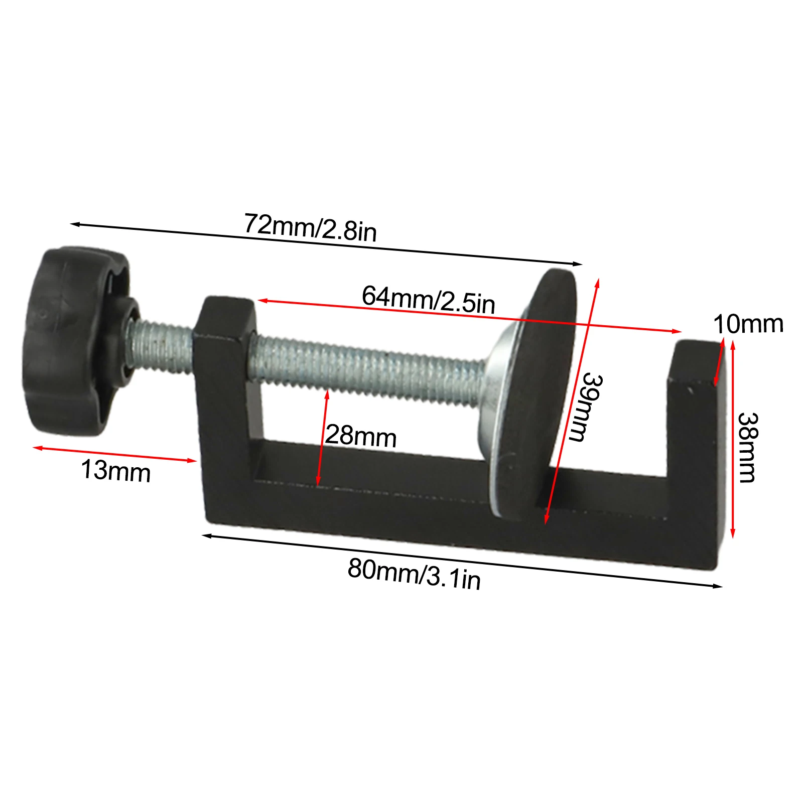 Klem sekrup meja, klem sekrup meja dapat diatur, kedalaman penjepit rakitan furnitur DIY, 10-57mm, mudah dipasang