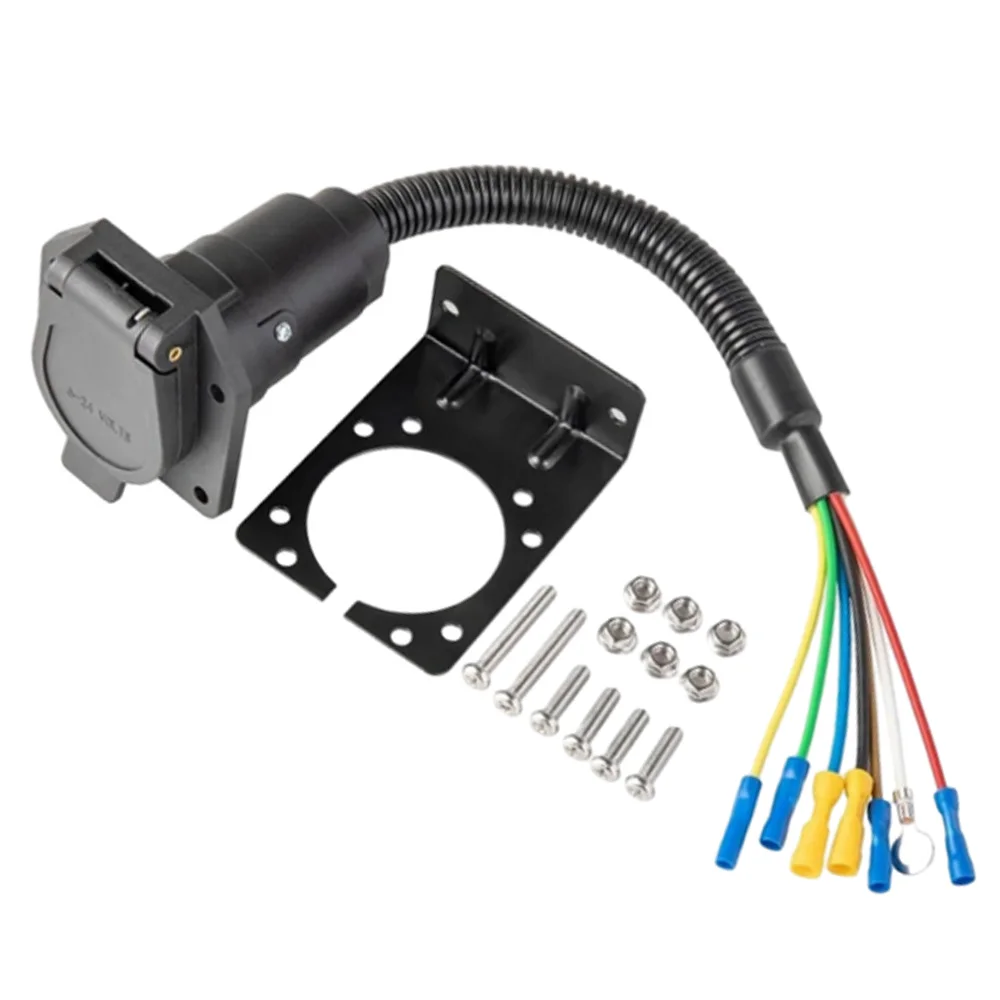 

6-24V 7 Pin Trailer Connector Plug RV Light Adapter with Wire Harness For trailers RVs trucks caravans trailer socket connecter