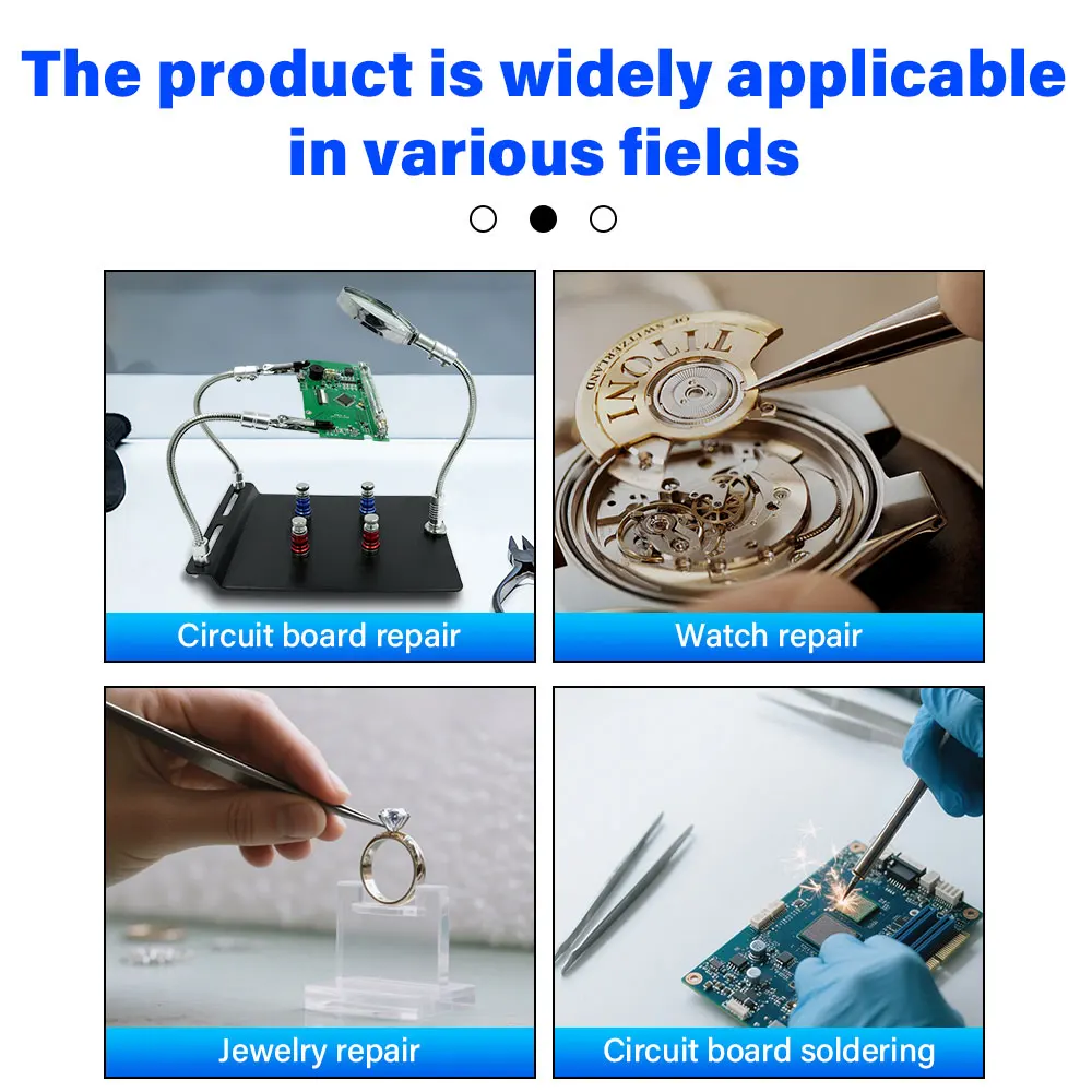 Magnetic PCB Board Fixed Clip Flexible Metal Arms Helping Hands Welding Workshop Station Helping Desktop Magnifier Soldering