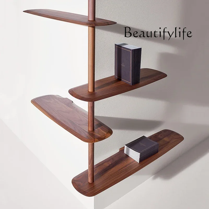 

qU F Customizable North American Black Walnut Multi-Purpose Shelf Wall Fixed All Solid Wood Bookshelf
