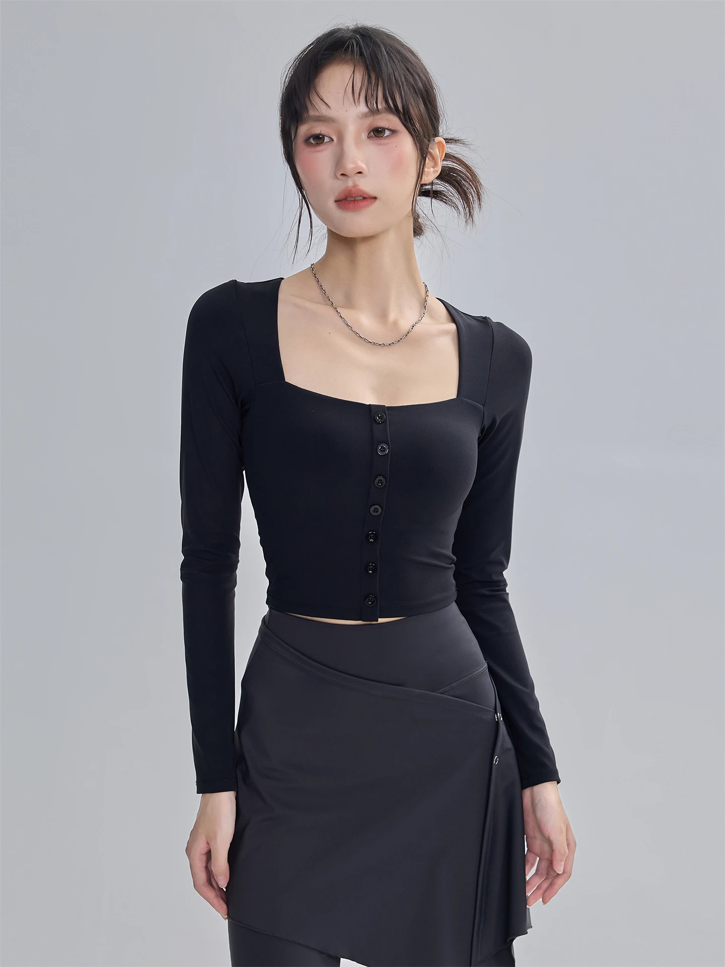 

Женская спортивная одежда для йоги: удлиненный топ с квадратным вырезом, для бега и фитнеса, с подкладкой для груди, облегающий, винтажный, осенне-зимний, футболка