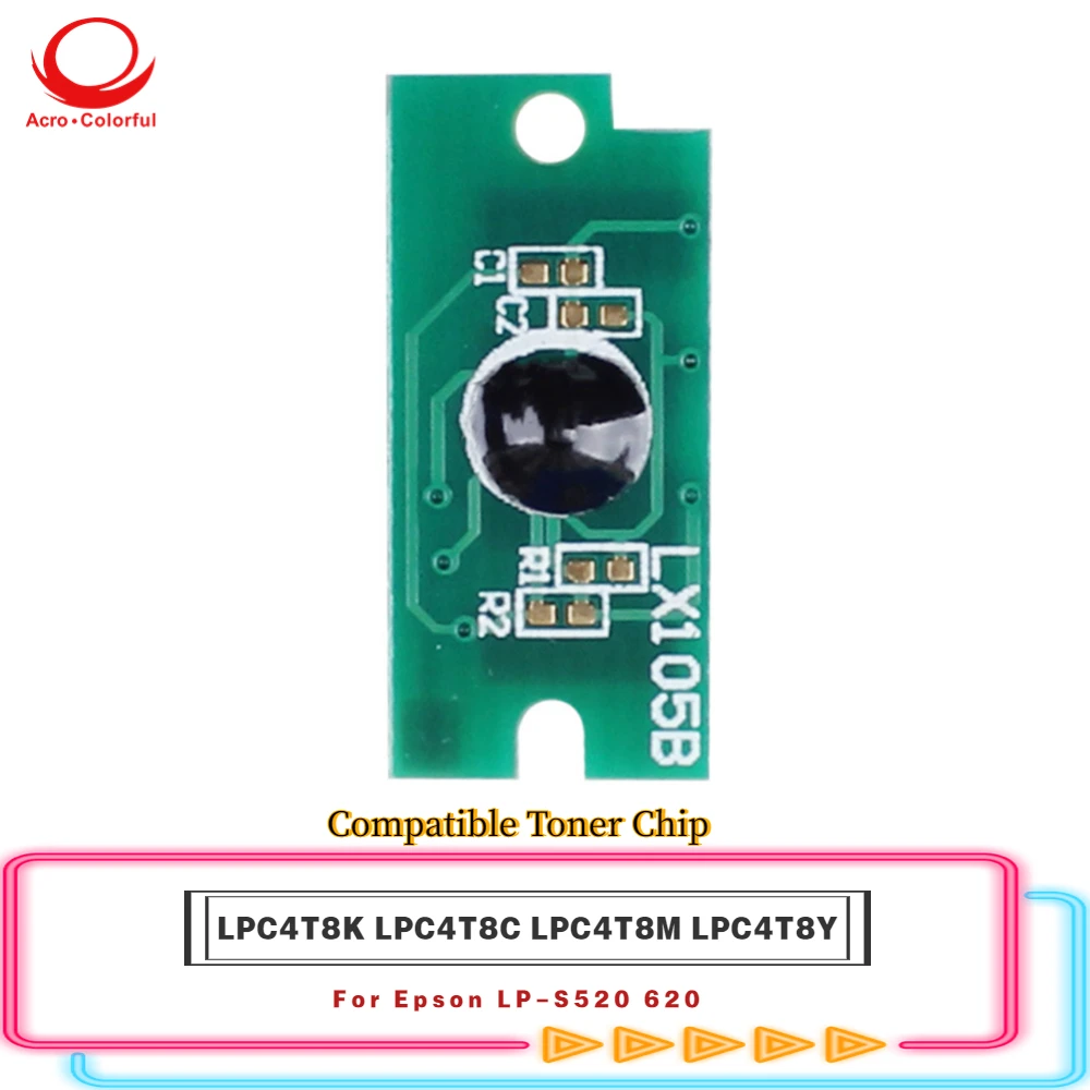 متوافق LPC4T8K LPC4T8C LPC4T8M LPC4T8Y رقاقة الحبر لإبسون LP-S520 620 خرطوشة طابعة ليزر رقاقة 2K 1.4K