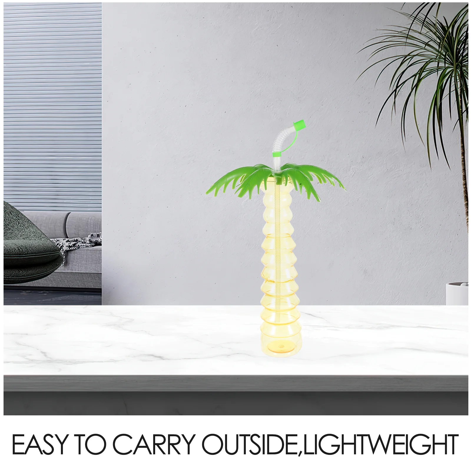 5 قطعة أكواب مشروبات نخيل جوز الهند أنيقة لحفلات هاواي تستخدم آمنة وغير سامة إبداعية من القش أكواب زجاجات عصير كوب شجرة جوز الهند #2