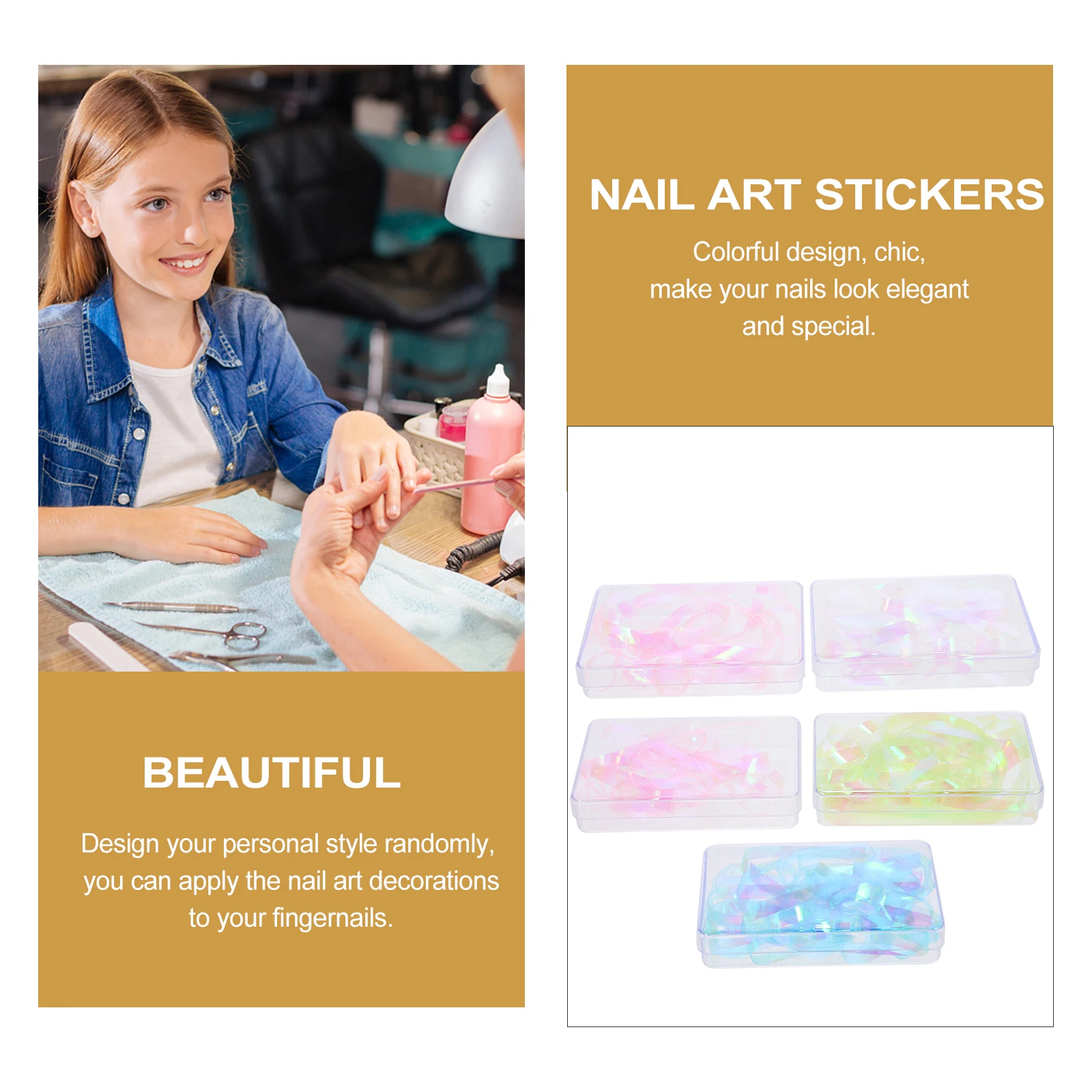 5-dozen nagelfolie film sticker glas papier manicure diy decor voor natuurlijke kunstnagels kleurrijke waterdichte stickers vrouwen nagel