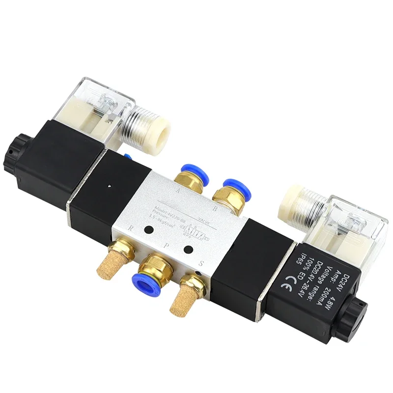 High Quality Solenoid Valve 220V Pneumatic 4V220-08 Air 5 way 2 Position 1/4" Coil Alloy Internal DC 12V  DC 24V AC110V