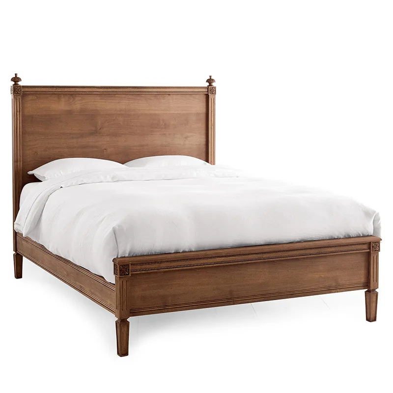 

French retro solid wood double bed 1.51.8 meters master bedroom American country oak wedding bed high-end set