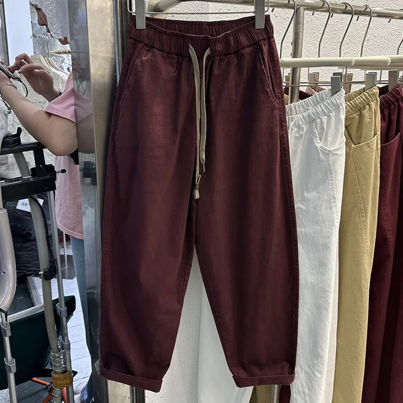 

plus Size Casual Trousers Harlan Workwear Loose Fit Women's 300 Pou Fat MM Straight Leg Wide Leg Pants Autumn Sle