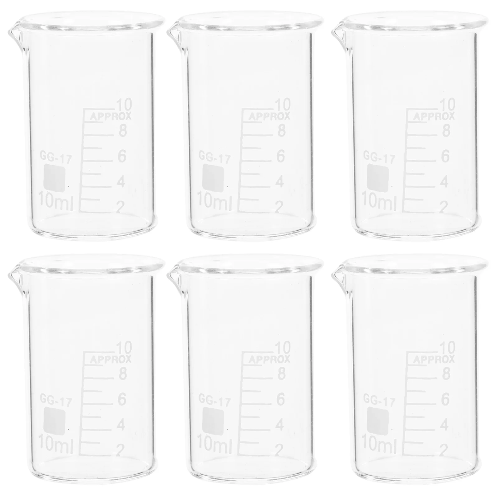 

6pcs 10ml Borosilicate Glass Measuring Beakers Clear Scale High Temperature Resistant Lab Kitchen Cups
