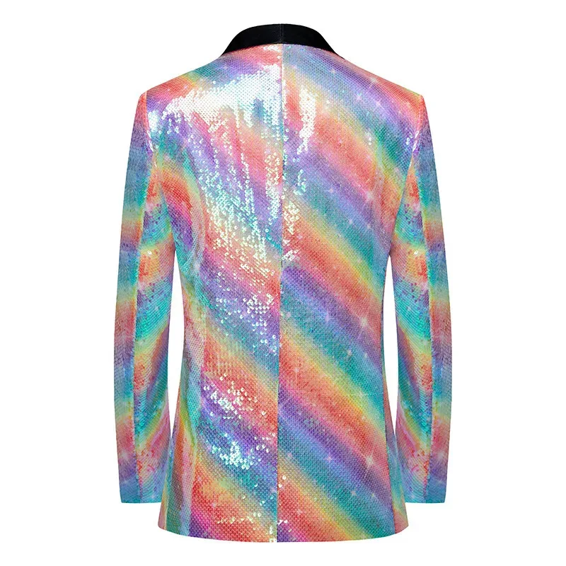 Costumi da spettacolo per uomini, cantanti, spettacoli teatrali, ospiti, abiti, paillettes colorate alla moda slim fit, abiti da discoteca