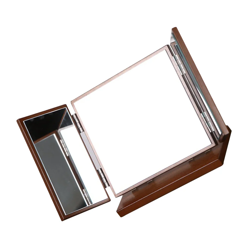 Wooden Mirror Collapsible Vanity Travel Mirrors Glass Vintage Folding Desktop Cosmetics