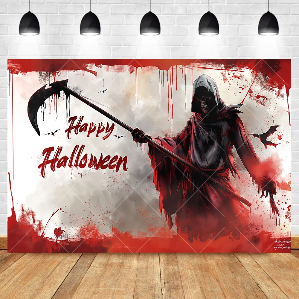 Halloween Horror Death Sickle Bloody Ghost Aldult Kid Family Party Room Banner Backdrop Custom Kid Decor Photo Studio Background