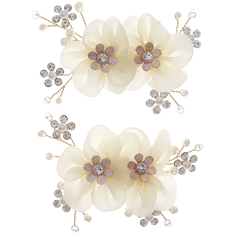 

2 Pcs Bridal Flower Shoe Buckle Rhinestone Clips for Bride Wedding Party Prom Evening Accessories Shoe Jewelry Storage