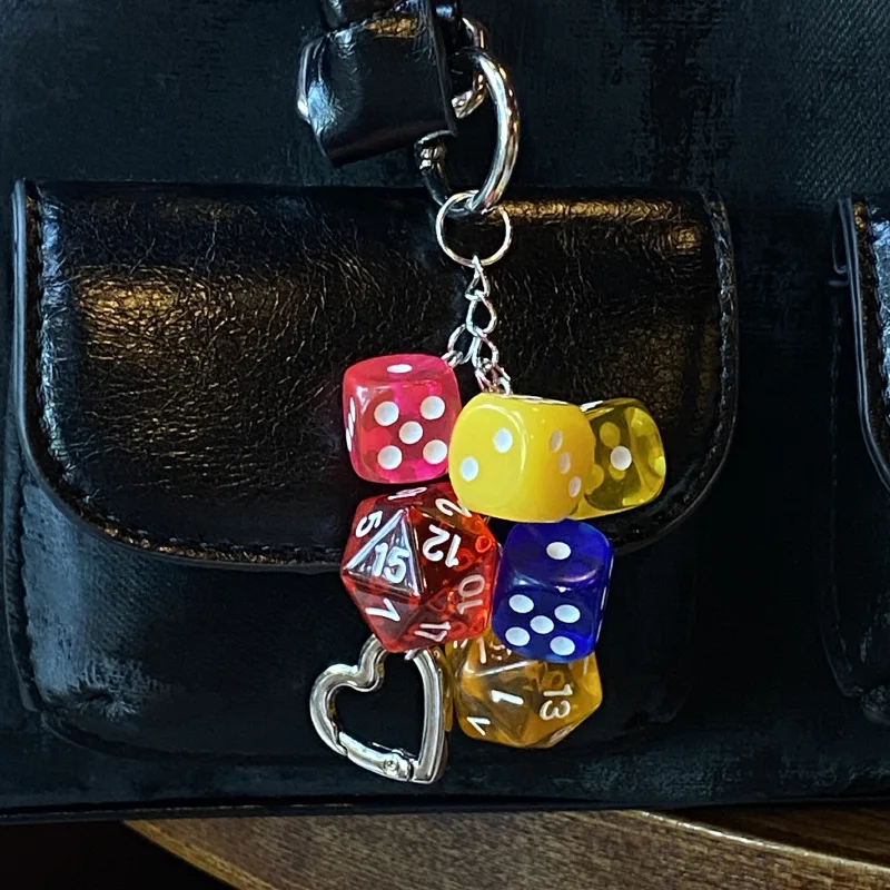 

Creative 12 Sides Lucky Dice Keychain For Car Keys Accessories Fashion Dice Pendant Keyrings Cute Mobile Phone Chain Accessories