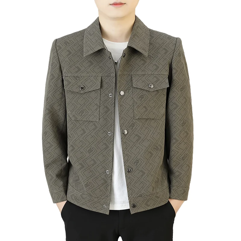 Men's Casual Jacket New Y2K Spring Autumn Fashion Trendy Personalized Abstract Letter Print Coat Commuter Streetwear Urban Wear