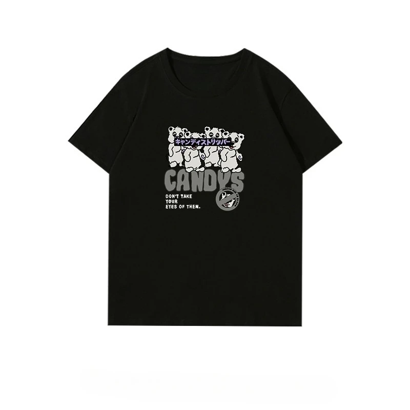 

2025 Summer New Yamashima Satomi Bear Print Graphic T-shirt Men's Short Sleeve T-shirt High Quality Street Wear
