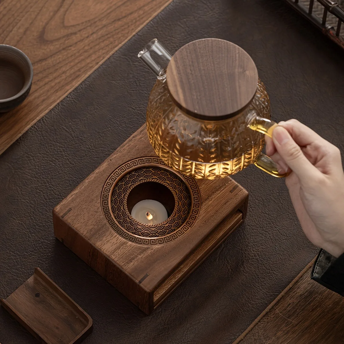 Image 3: Réchauffeur de thé portable, base chauffante, mini-réchaud, chauffe-bougie non électrique, réchauffeur de théière, chauffe-plat de table, outil de service du thé