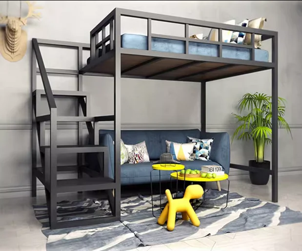 Iron Art Elevated Bed Dormitory Multifunctional Pavilion Apartment Hanger Bed Simple Modern Bed Under Table Stand High Bed