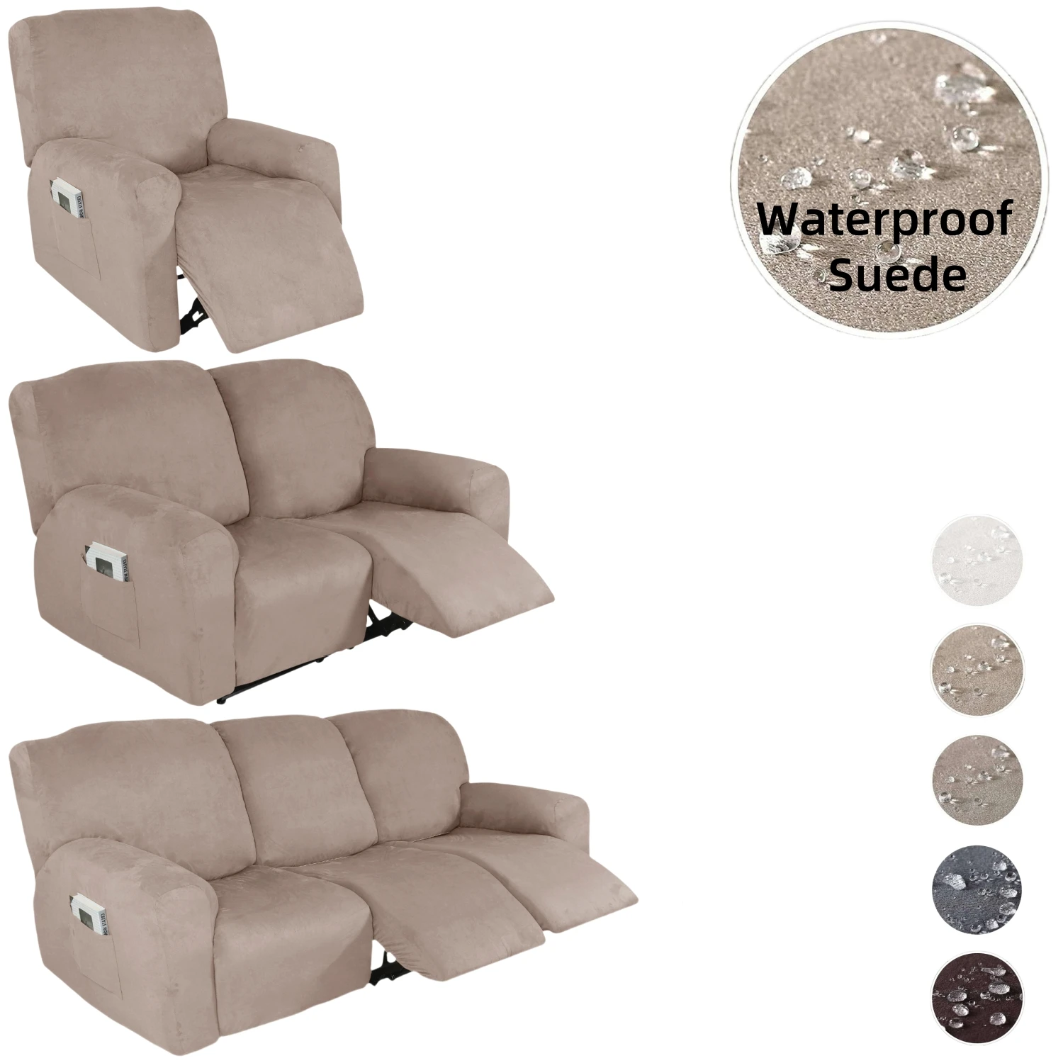 

Super Sretch Recliner Chair Cover Sofa Slipcover Waterproof For LAZBOY Suede Fabric Arm Sofa Protector 1/2/3/4 Seater