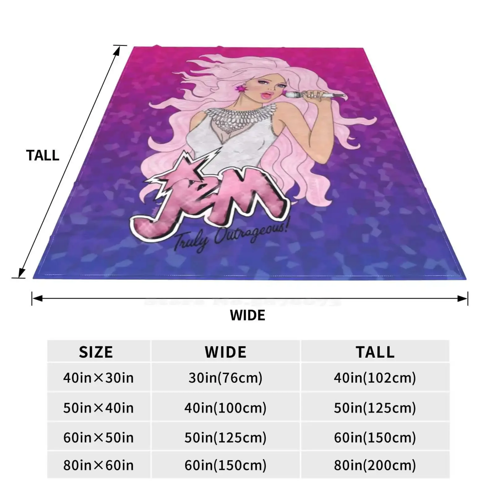 Diamond Jem Blanket Soft Warm Travel Portable Blanket Jem And The Holograms Glitter Music 80S Cartoon Girl Band Diamonds Singer