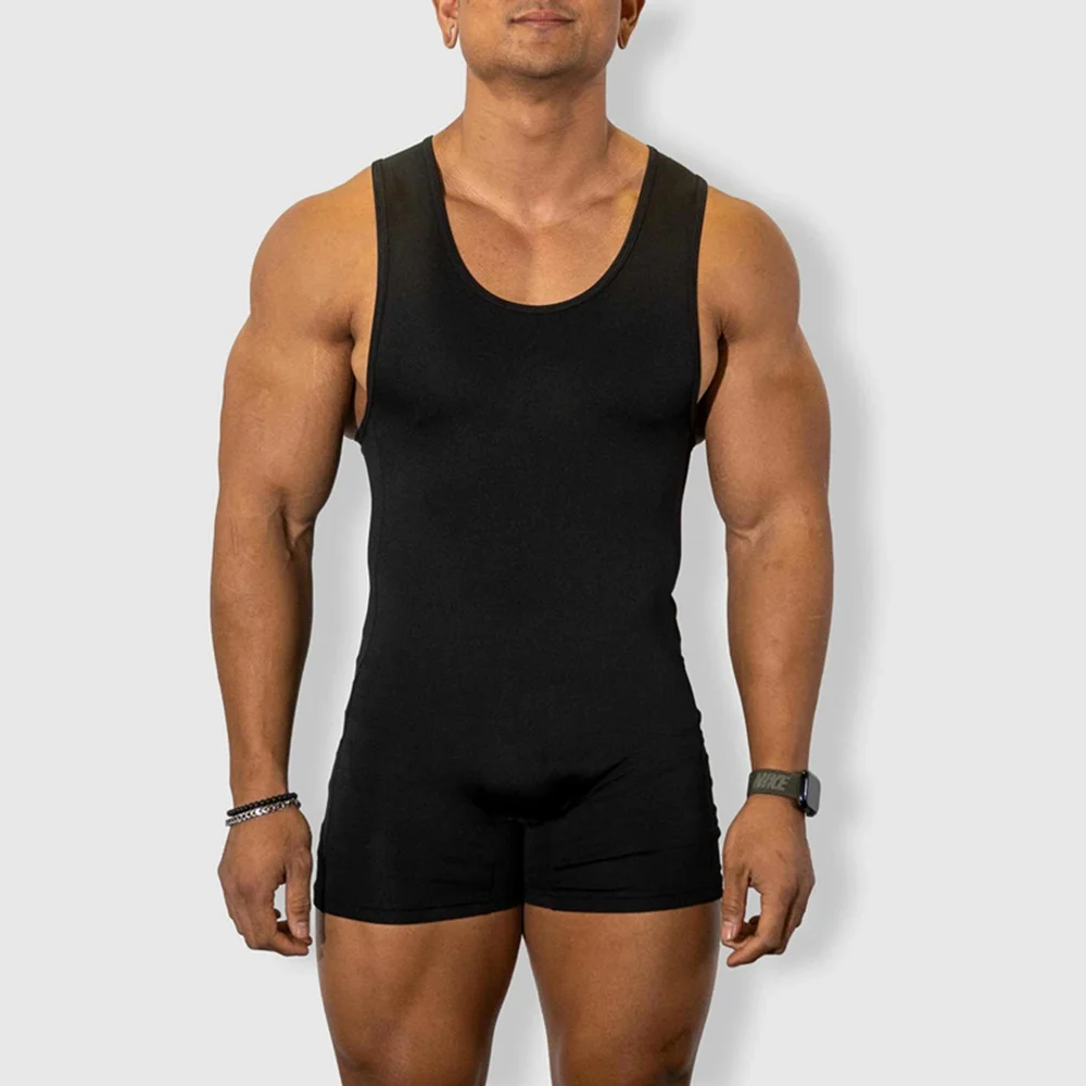 Summer Men's Sleeveless Wrestling Singlets Suit Boxing Skinsuit Weightlifting Clothing Running Speedsuit Gym Training Clothing