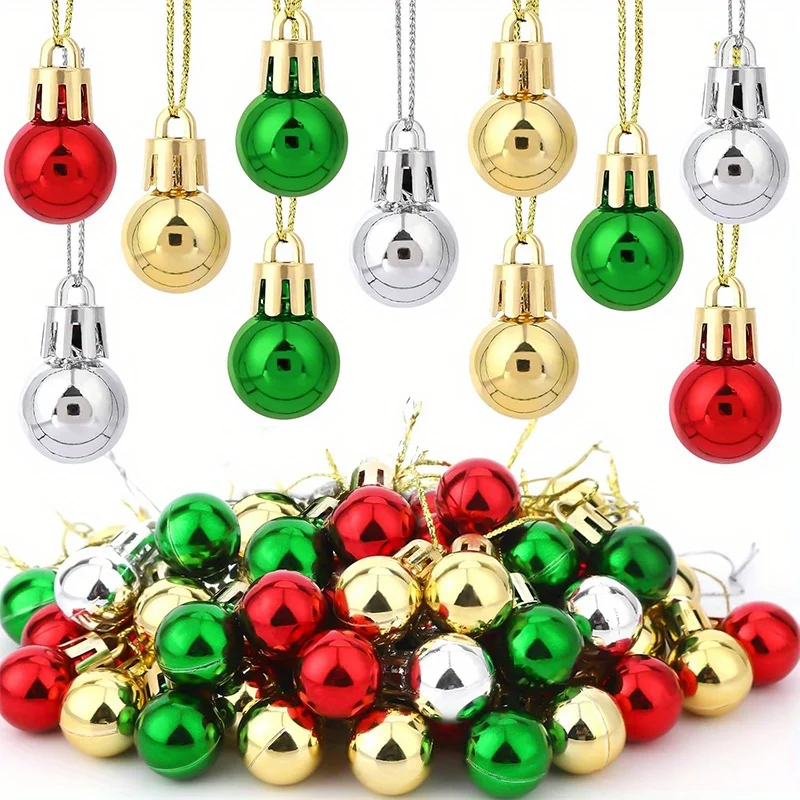 72pcs Christmas Mini Balls Ornaments Xmas Tree Hanging Decorations Balls for Holiday Party Outdoor Indoor Craft Decor Supplies