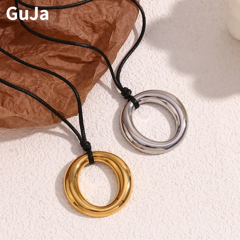 Modern Jewelry European and American Design Metal Circle Pendant Necklace For Women 2024 Trend New Simply Style Accessories