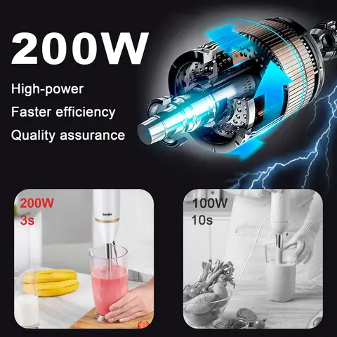 Sonifer stavmixer med stavmixer 200 W med avtagbar bas och hackare för juice, sylt och krossad is 8 best sales stabmixer - №5