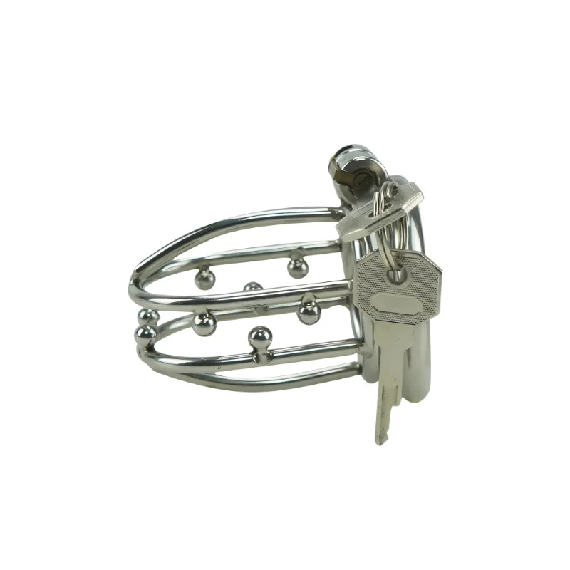 New Male Penis Lock Chastity Cage Kit  With Beads Virginity For Men Breathable Cock Ring Penis Fetish Restrain Stainless Steel