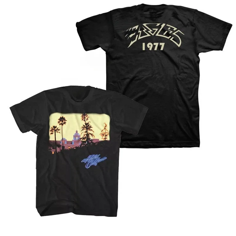 Hot Legend Rock Band Eagles Classic Album Hotel California Poster Print T-Shirt Men Women Cotton Casual Oversized Summer New Tee