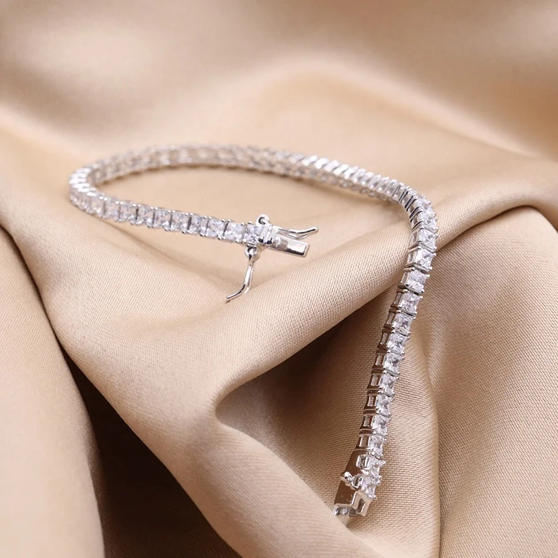 China Wholesaler Ladies Jewelry Fashion Charm 925 Sterling Silver Tennis Bracelet for Women Men Silver Bracelet