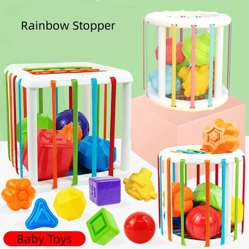 Kids Montessori Color Sorting Game Shape Blocks Colorful Baby Learning Educational Toys Toddler Infant Develpment Gift